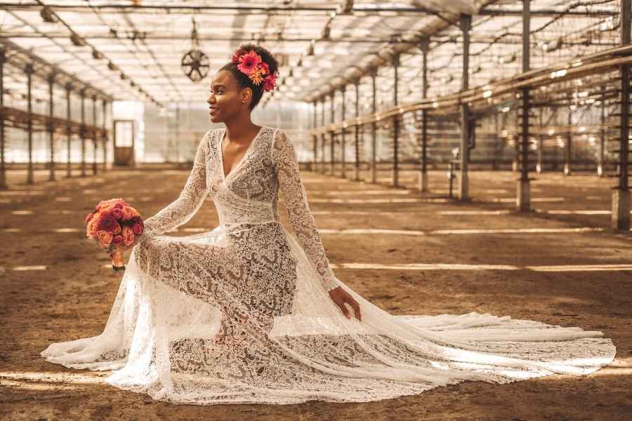 Ein wunderschönes weißes Brautkleid